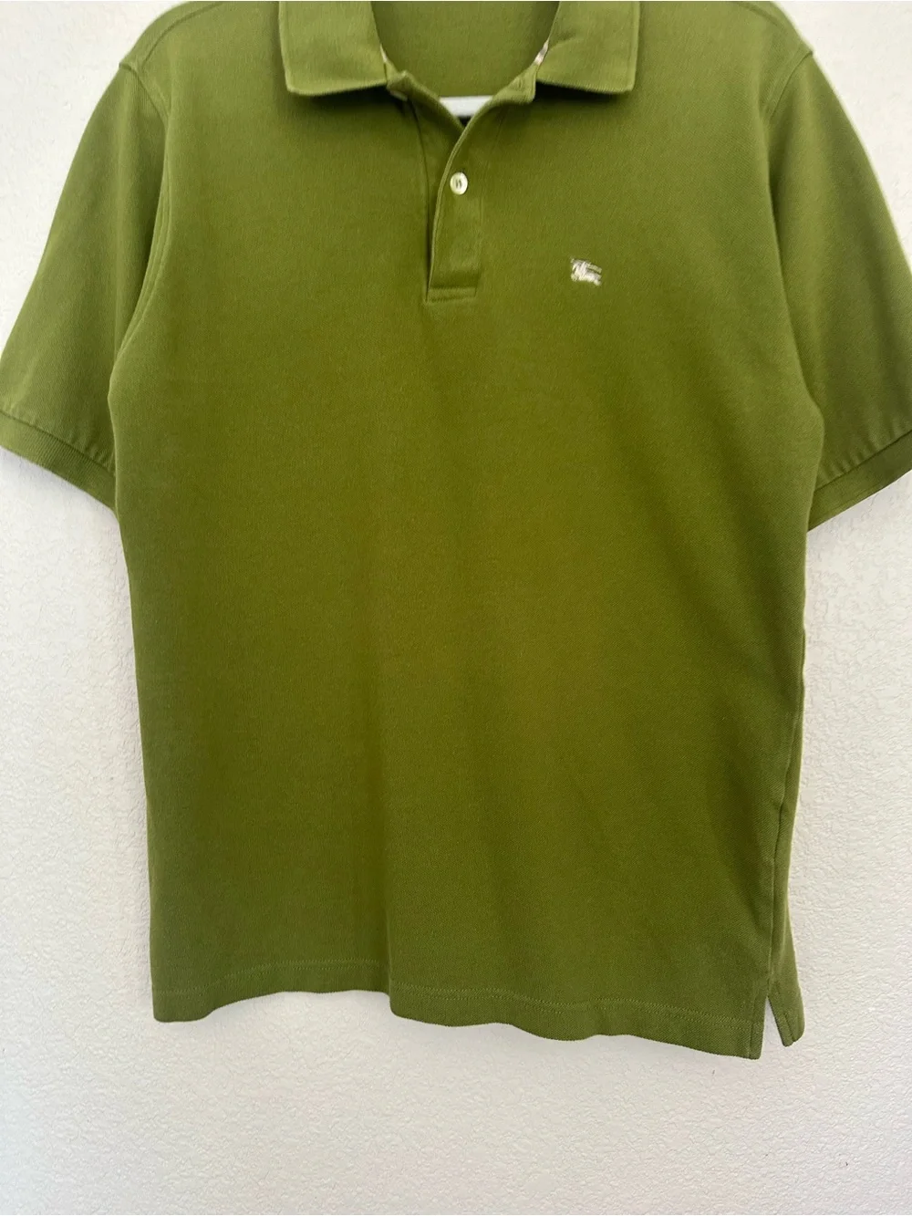 Burberry London Men’s Olive Green Embroidered Knight Polo Shirt Size Med